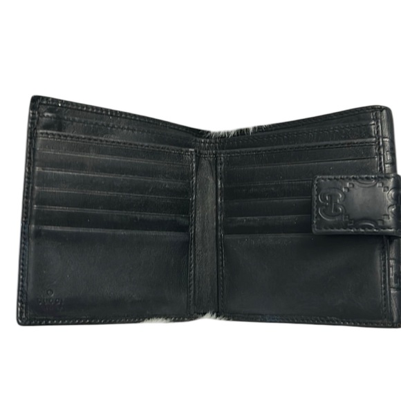Gucci Guccissima Metal Bar French Flap Black Leather Wallet in VGUC - Picture 8 of 16